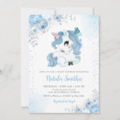 Boho Waterverf Unicorn Floral Baby Girl Kaart (Voorkant)