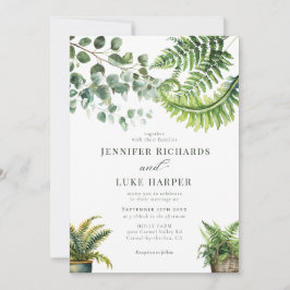 Boho Waterverf varen eucalyptus bruiloft Kaart