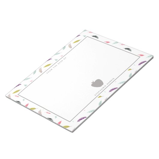 Boho Waterverf Veer Apple-leraar Notitieblok (Schuin)