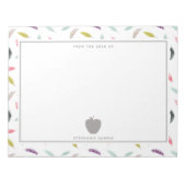 Boho Waterverf Veer Apple-leraar Notitieblok (Voorkant)