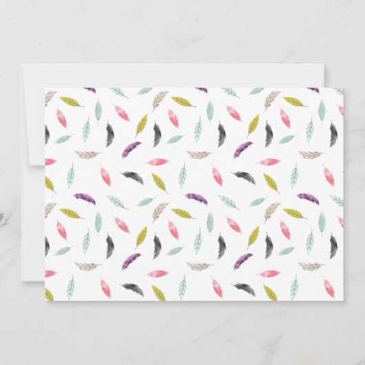 Boho Waterverf Veer grijs Apple-leraar Notitiekaartje (Achterkant)