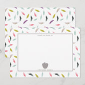 Boho Waterverf Veer grijs Apple-leraar Notitiekaartje (Voorkant / Achterkant)