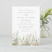 Boho Waterverf Veldbloemen Bruiloft Kaart (Staand voorkant)