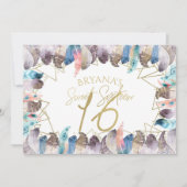 Boho Waterverf Veren Goud Sweet 16 Uitnodigingen (Voorkant)