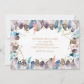 Boho Waterverf Veren Goud Sweet 16 Uitnodigingen (Achterkant)