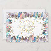 Boho Waterverf Veren Goud Zoet 16 Uitnodigingen (Voorkant)