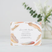 Boho Waterverf veren Save the Date Aankondigingskaart (Staand voorkant)