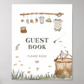 Boho Waterverf Vissen Baby shower gastenboek Poster (Voorkant)