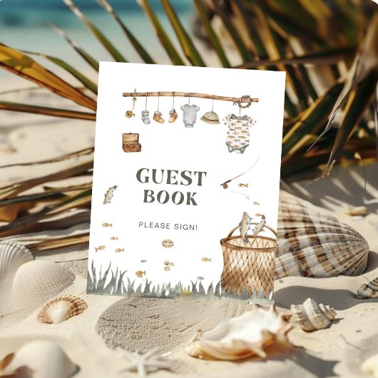 Boho Waterverf Vissen Baby shower gastenboek Poster