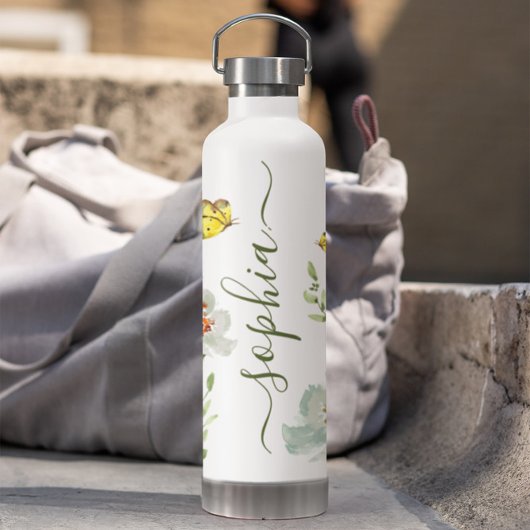 Boho Waterverf vlindertuin Gepersonaliseerd Waterfles