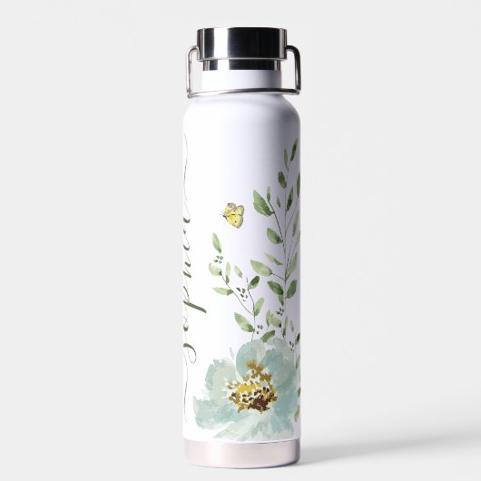 Boho Waterverf vlindertuin Gepersonaliseerd Waterfles (Achterkant)