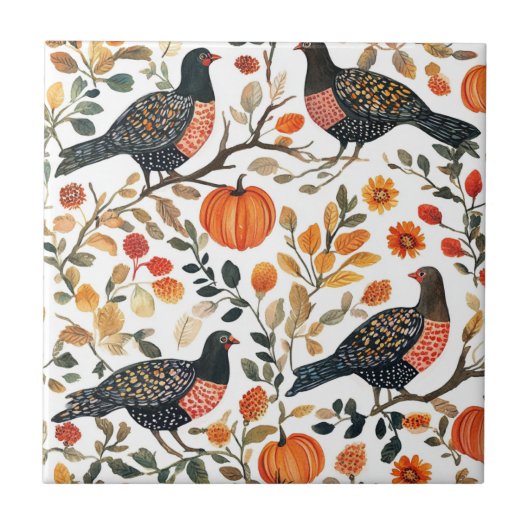 Boho Waterverf Vogels – Artistieke Natuur-Inspirat Tegeltje (Voorkant)