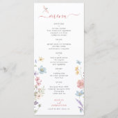 Boho waterverf voorjaar zomer bloemenbruiloft menu (Voorkant)