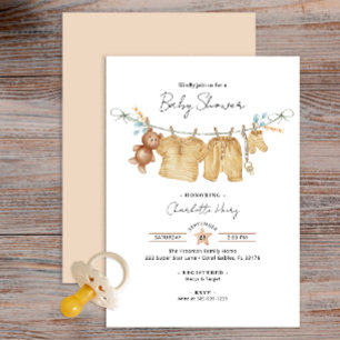 Boho Waterverf waslijn Baby shower Uitnodigen Kaart