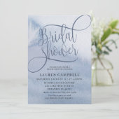 Boho Waterverf Wassen Stoffig Blauw Vrijgezellenfe Kaart (Staand voorkant)