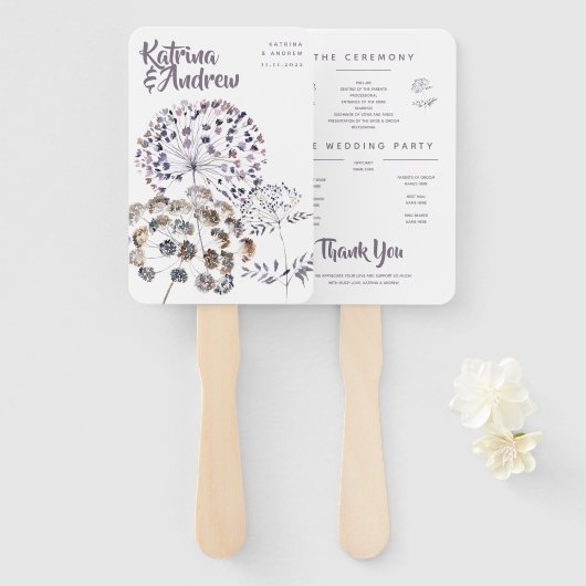 Boho Waterverf Wedding Program Fans Handwaaier (Voorkant en achterkant)