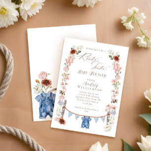 Boho Waterverf Western Little Cowboy Baby shower Kaart