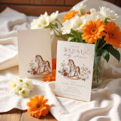 Boho Waterverf Western Rocking Horse Baby shower Kaart