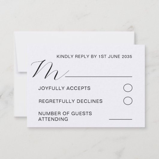 Boho Waterverf Wild Flower & Black Wedding RSVP (Achterkant)