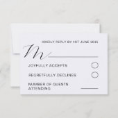 Boho Waterverf Wild Flower & Black Wedding RSVP Kaartje (Achterkant)
