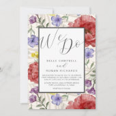 Boho Waterverf Wild Flowers Beige Wedding Kaart (Voorkant)