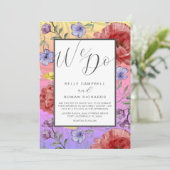 Boho Waterverf Wild Flowers Colorful Wedding Kaart (Staand voorkant)
