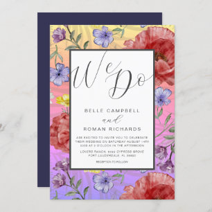 Boho Waterverf Wild Flowers Colorful Wedding Kaart