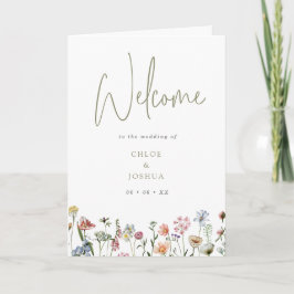 Boho Waterverf Wild Flowers Wedding Folded Programma