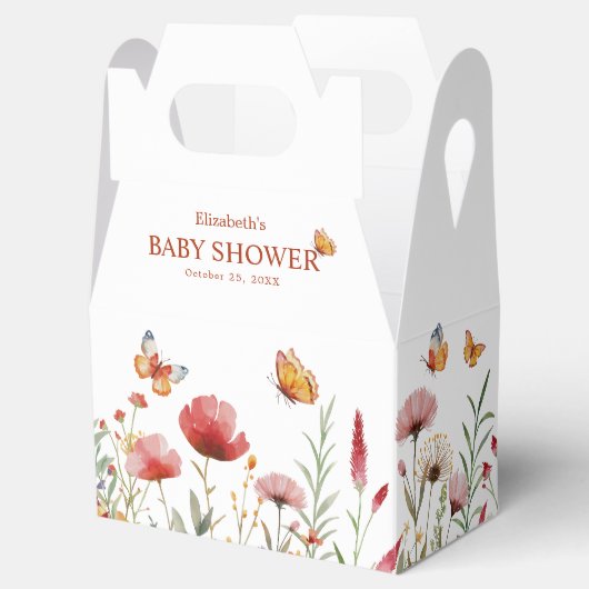 Boho Waterverf Wildbloemen Baby shower Bedankdoosjes (Geopend)