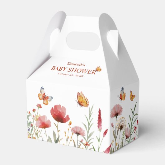 Boho Waterverf Wildbloemen Baby shower Bedankdoosjes (Voorkant Zijde)