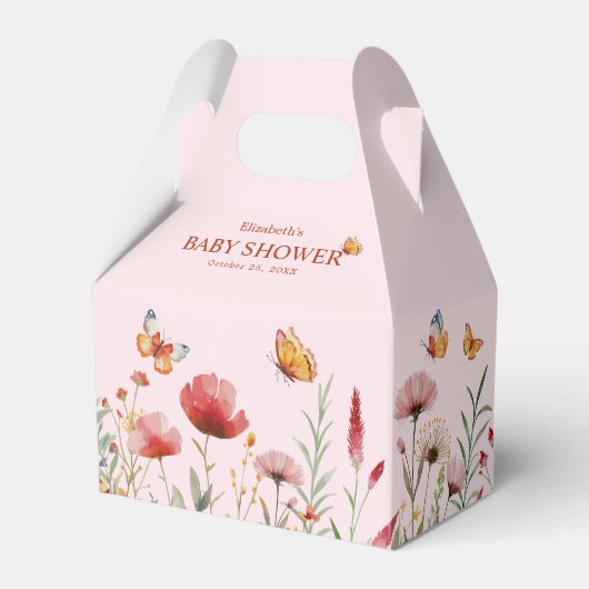 Boho Waterverf Wildbloemen Baby shower Bedankdoosjes (Voorkant Zijde)