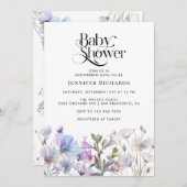 Boho Waterverf Wildbloemen Baby shower Kaart (Voorkant / Achterkant)