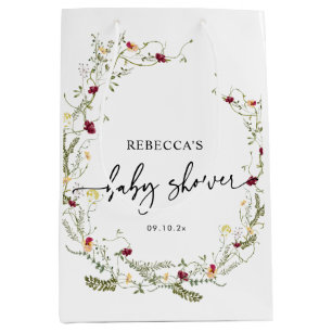 Boho Waterverf Wildbloemen Baby shower Medium Cadeauzakje