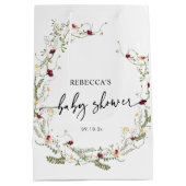 Boho Waterverf Wildbloemen Baby shower Medium Cadeauzakje (Achterkant)