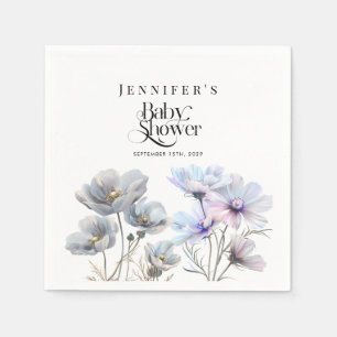 Boho Waterverf Wildbloemen Baby shower Servet