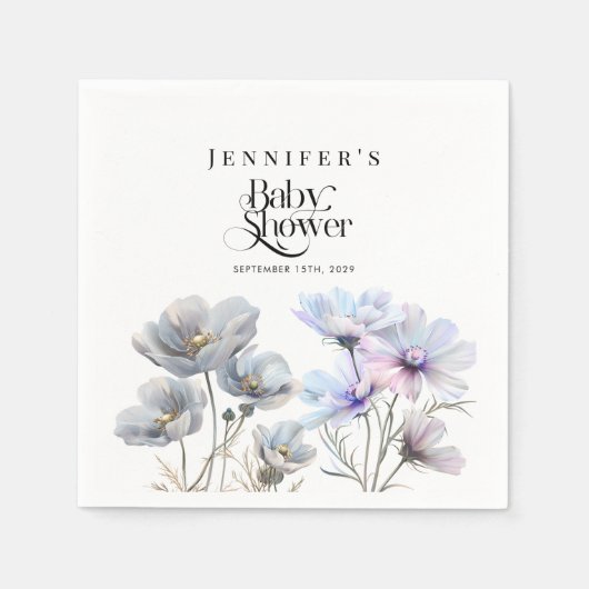 Boho Waterverf Wildbloemen Baby shower Servet (Voorkant)