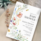 Boho Waterverf Wildbloemen Baby shower Uitnodiging