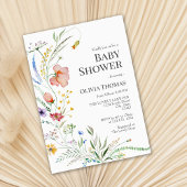 Boho Waterverf Wildbloemen Baby shower Uitnodiging