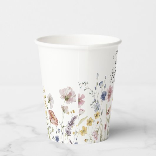 Boho Waterverf Wildbloemen Bloemen 40e Verjaardag Papieren Bekers (Rechts)