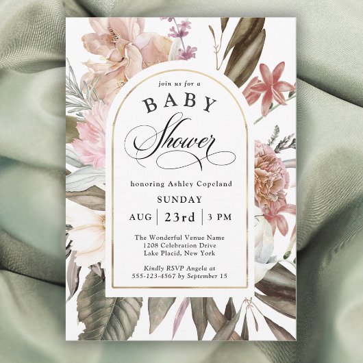 Boho Waterverf Wildbloemen Bloemen Bloemen Baby sh Kaart