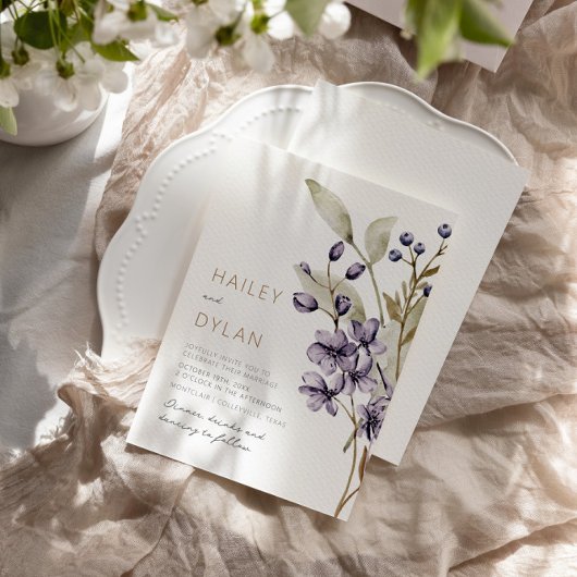 Boho Waterverf Wildbloemen bruiloft uitnodiging