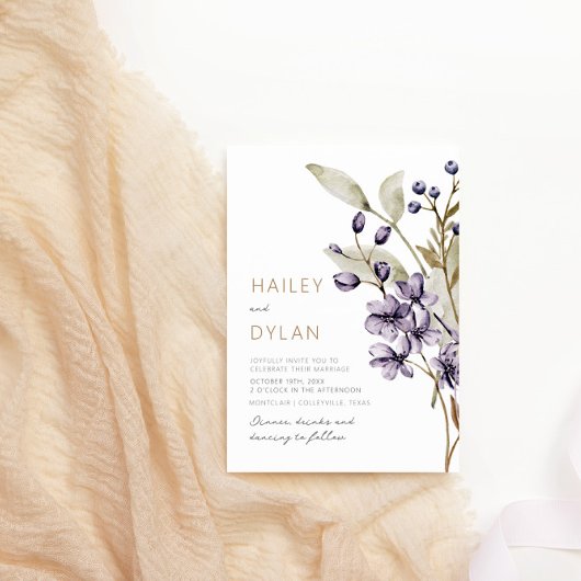 Boho Waterverf Wildbloemen bruiloft uitnodiging