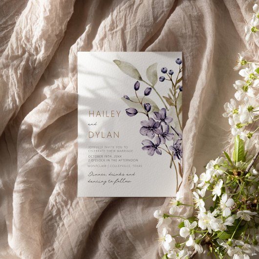 Boho Waterverf Wildbloemen bruiloft uitnodiging
