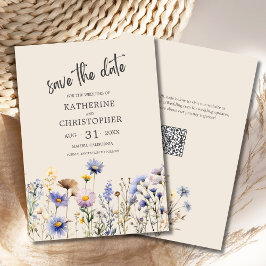 BOHO Waterverf Wildbloemen Elegant Beige Bruiloft Save The Date