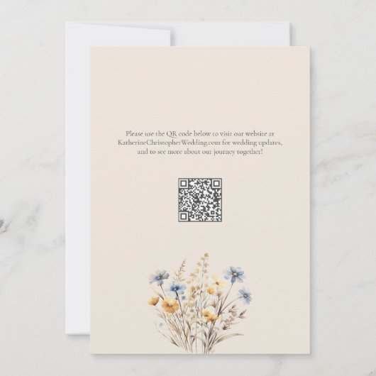 BOHO Waterverf Wildbloemen Elegant Beige Bruiloft Save The Date (Achterkant)