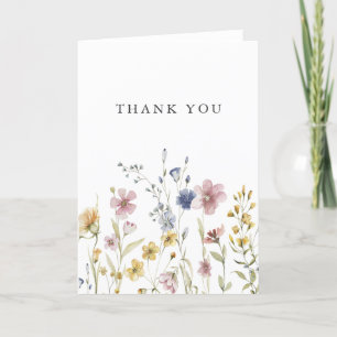 Boho Waterverf Wildbloemen Hartelijk dank Bedankkaart