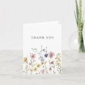 Boho Waterverf Wildbloemen Hartelijk dank Bedankkaart (Voorkant)