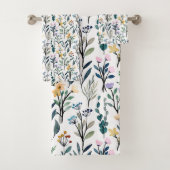 Boho Waterverf Wildbloemen Patroon schilderen Bad Handdoek (Insitu)