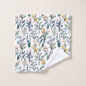 Boho Waterverf Wildbloemen Patroon schilderen Bad Handdoek (Wasdoekje)