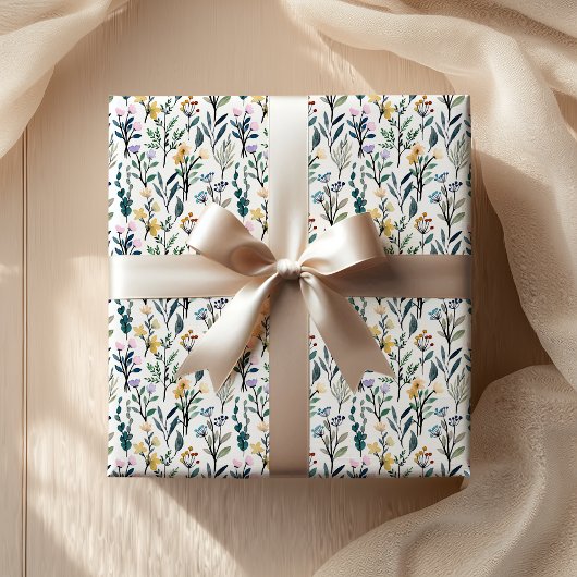 Boho Waterverf Wildbloemen Patroon schilderen Cadeaupapier